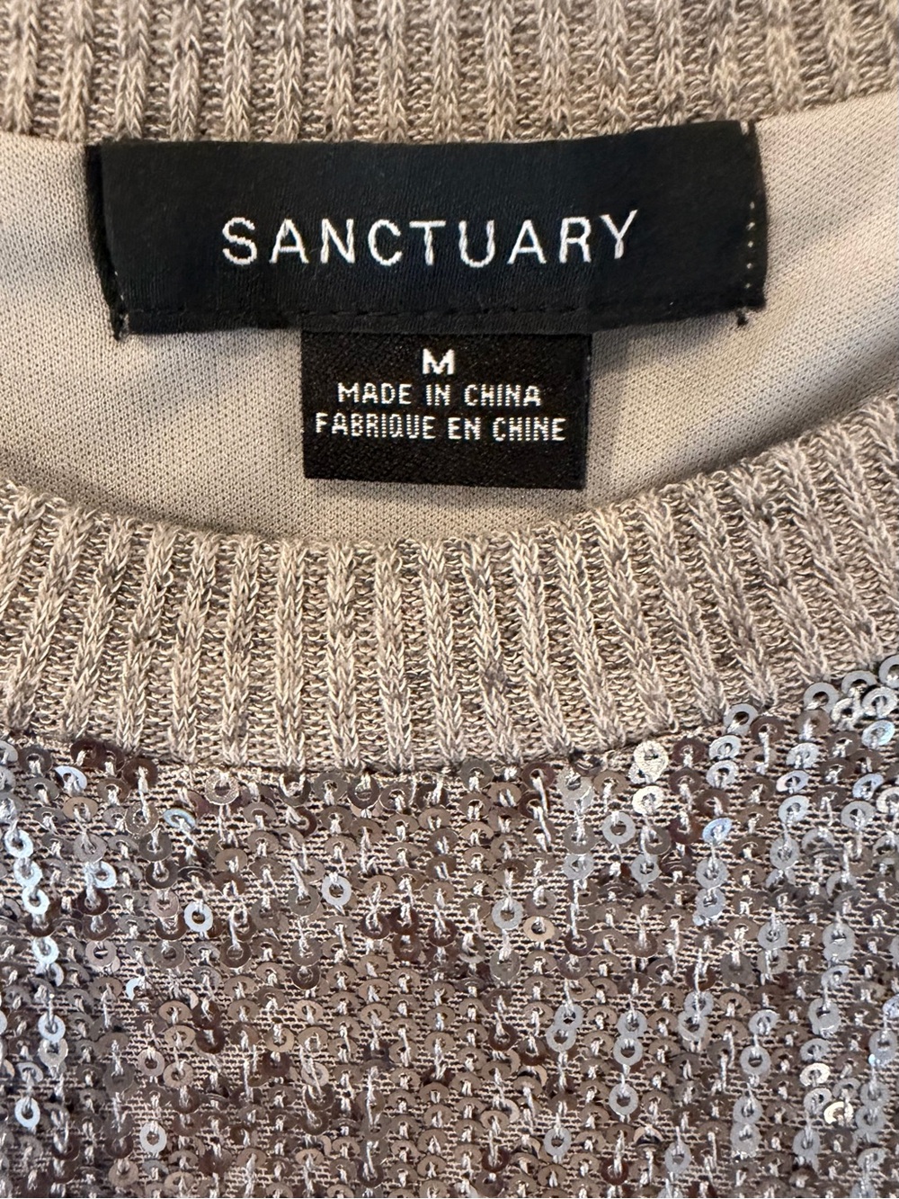 Sanctuary Silver Sequin Pullover Sweater Top Medium - Picture 10 of 11